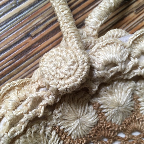 Handmade Handbag Crochet Lined Shoulder Bag 13” - Picture 7 of 10